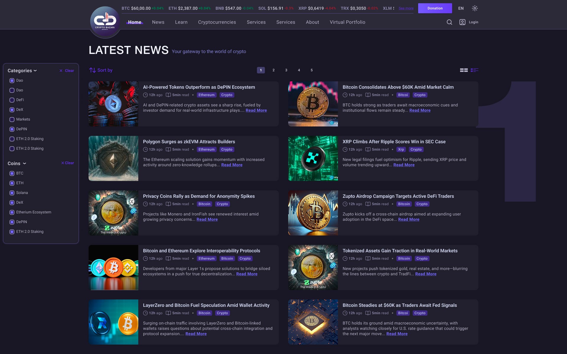 Crypto Bazari — screen