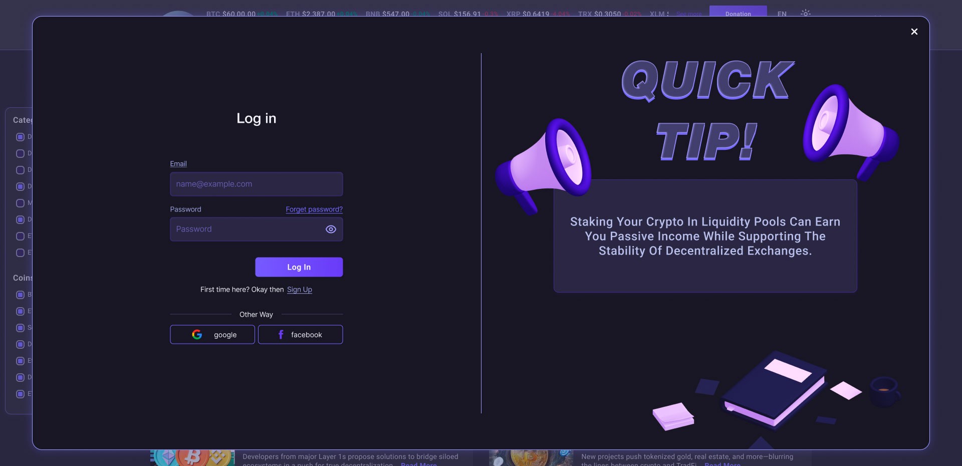 Crypto Bazari — screen