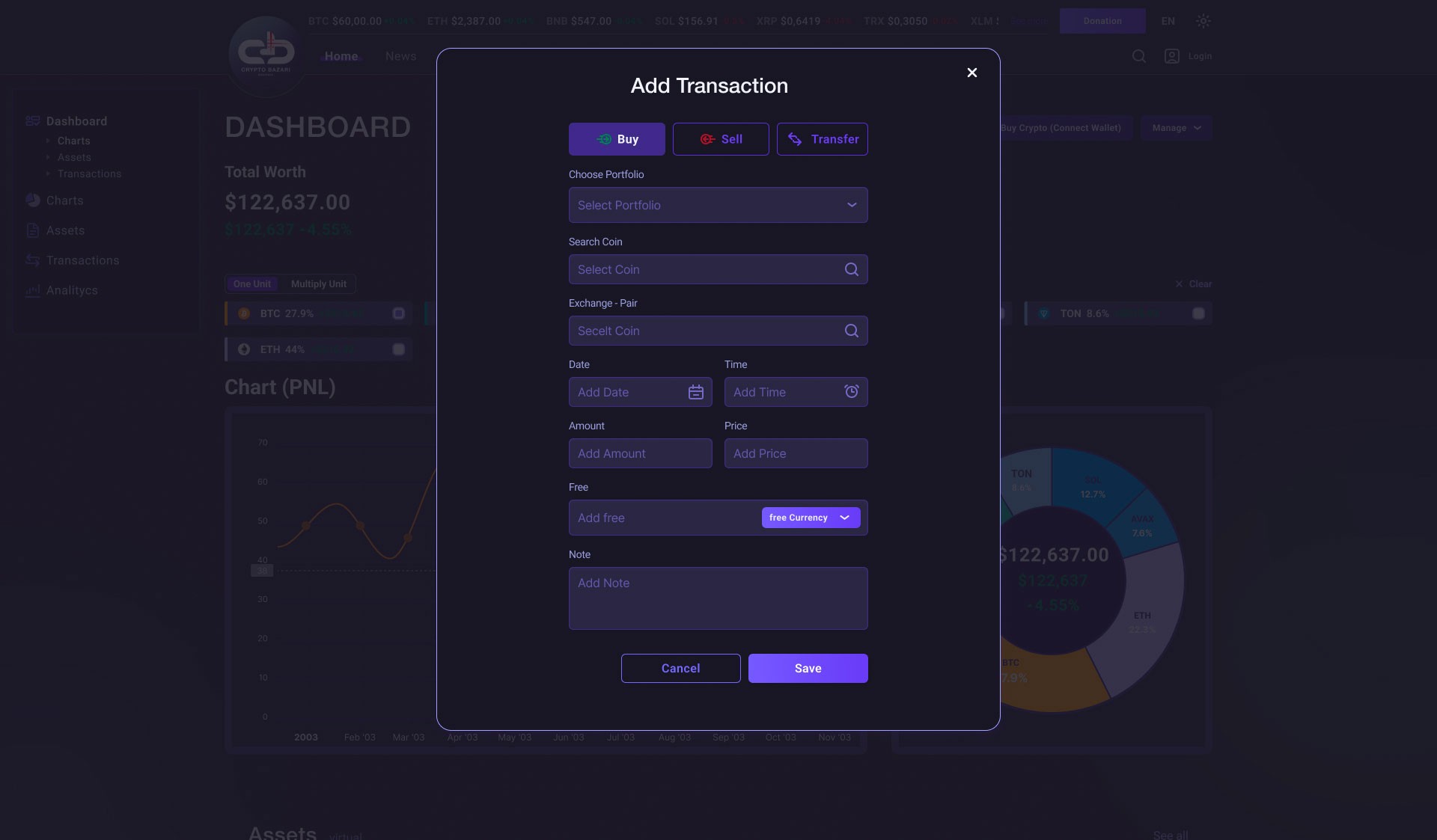 Crypto Bazari — screen